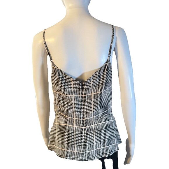L'AGENCE Chiara Camisole Tank 100% Silk Herringbone Plaid Peplum Romantic SZ S - Picture 6 of 13